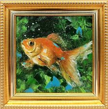 Original Art Fish Painting Gold Fish Red Fish Wall Art Fish Impasto Oil Painting picture