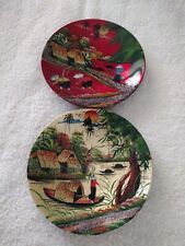 Beautiful Asian Art Hand Painted And Laquerd Women Fishing and working Pre Owned picture