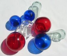 Vtg 8 Lot Blown Glass Float Fish Net Balls Buoy Nautical Teardrops Navy Red Clea picture