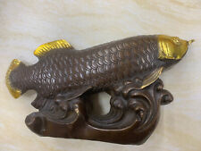 Large 9.1 Inches Chinese Brass Hand Made *Fish* 金龙鱼 Statue picture
