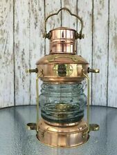 Nautical Maritime Ship Lantern Boat Light Design Brass & Copper Anchor Oil Lamp picture