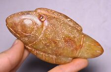 10CM Rare Chinese Hongshan Culture Old Jade Carved Animal Fish Amulet Pendant picture