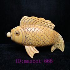 Chinese Hand Carved Fish figurine statue Snuff Bottles Collection Gift L 4.4 in picture