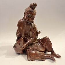 Vintage Chinese Finely Hand Carved Wood Carving Figure With Fish Estate Find picture