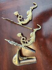 Vintage Brass Tone Dragon Sea Serpent Fish Wall Hook Hanger And Duck Paper Clip picture