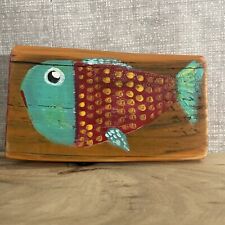 Fish Folk Art  Outsider Art Painting Reclaimed Wood By Annette Harford OOAK picture