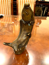 BEAUTIFULE CHINESE MING DYNASTY 5 SEAL MARKS BRONZE FISH STATUE picture