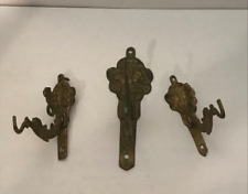 Vintage Antique Brass Metal Wall Hook Set Dolphin Fish picture