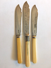 Antique 1890 Sheffield Silverplate 2 Fish Knives Ornate Blades Mappina & Webb picture