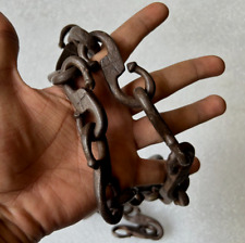 OLD VINTAGE HAND FORGED-CARVED  IRON LAMP / KICHANWARE HANGING CEILING CHAIN picture