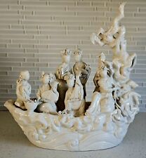 19th Century Chinese Dehua Porcelain Immortals On Boat Blanc de Chine 16