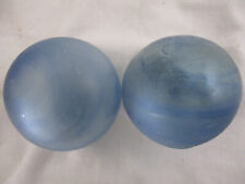 2 Authentic Frosted Japanese Glass Fishing Floats With Darker Blue Swirls picture