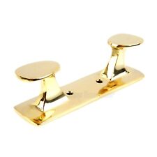 Solid Brass Double Cleat Hook Pull Handle Bollard Nautical Decor Polished 4.5 in picture