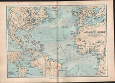 1895 VICTORIAN MAP ~ ATLANTIC OCEAN ~ CURRENTS GULF STREAM TRADE OF VESSELS picture