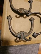 3 Antique Victorian Hall Tree Bench Coat Rack Ornate Cast Iron Double Wall Hooks picture