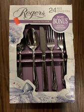 24 Pieces ROGERS  STAINLESS  Flatware STREAM Pattern OLD STOCK NEW IN BOX picture