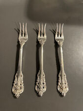 WALLACE GRAND BAROQUE STERLING SILVER LOT OF 3 FISH SEAFOOD FORKS 5.25