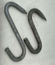 Vtg Metal Butcher Meat Hook 2 pcs Small 8” 9”Slaughter House Tool Pot Hanger picture