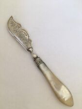 Antique Victorian Sterling Silver Mother of Pearl Fish Slice Knife 1888 picture