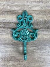 Vintage Antique Cast Iron? Heavy Painted Green Wall Hook Shabby Boho Chic Decor picture