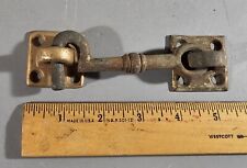 LARGE ANTIQUE BRASS HOOK AND EYE CABIN DOOR LATCH picture