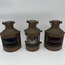3 Tung Woo Lanterns Port Starboard Masthead Copper Brass Vtg Nautical Light Boat picture