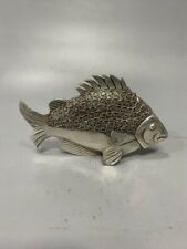 Exquisite Old Chinese tibet silver handmade fish wealth statue 9025 picture