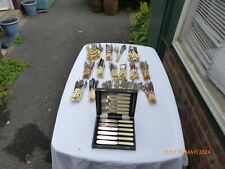 JOB LOT SILVER PLATE FISH CUTLERY SETS. 16 SETS. 200+ PIECES picture