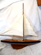 Vintage 30” Wooden Sailboat Model Pond Yacht Boat w Rudder Sails 27