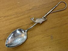 Sterling Silver Fish Fishing Pole Souvenir Spoon Engraved 3.4g 0.11ozt picture