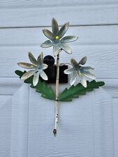 Vintage/Antique Tin Daisy Hand Painted Hook Flower Tole Metal Wall Hanger Italy picture
