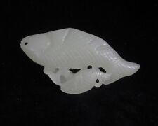 Very Fine Old Chinese Hand Carving Fish White Nephrite Jade Statue Pendant picture
