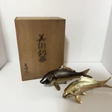 Carp Fish Metal statue 9 inch Width Japanese Metalwork Figurine picture