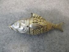 VINTAGE ARTICULATED FISH GEORG ADAM SCHEID? SILVER & GOLD PLATE- LEVER MECH/READ picture