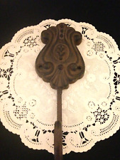 Antique Cast Iron Wall Hook Brown Scrolled Decorative Coat Hat Hanger Vintage picture