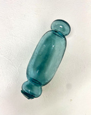 Antique Japanese Glass Fishing Float, Rolling Pin Shape, Aqua Blue, 5.26