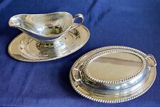 Oneida gravy boat with tray + Crescent vegetable serving dish with lid cover picture