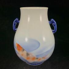 Carp Fish FukagawaSeiji Vase Pot 13.3 inch tall Japanese Antique pottery picture