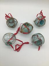 Japanese Fishing Net Floats Set Of 5 Buoy Glass Balls picture