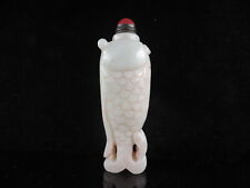 Exquisite Hand-carved Fish Shape Chinese Nature Hetian Jade Snuff Bottle picture
