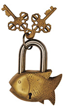 Vintage Style Fish Design Antique Brass Padlock Handmade Brass Lock Home Decor picture