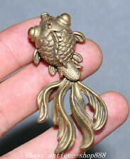 6CM Old China Dynasty Bronze Gilt Fengshui Fish Beast Animal Amulet Pendant picture
