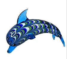 Fitz and Floyd Swimming Menagerie Dolphin Glass Figurine Blue Green White 3