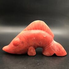 Old China Hongshan Culture Red Crystal Hand-Carved Fish Statue,#639 picture