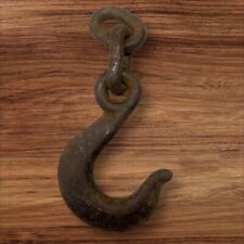 Antique Wrought Iron farm Tow Hook chain links 9