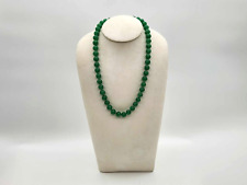 100% Natural Jade Jadeite Grade A Apple Green Beaded Necklace Gold Hook 12mm 24