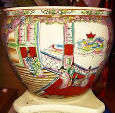 Antique Large Chinese Imperial Court Pottery Porcelain Fish Bowl Planter 14
