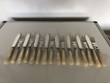 SET OF 8 SILVER PLATED FISH KNIVES & 8 FORKS WITH MOP HANDLES (MOP-76) picture