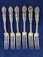 Set Of 6 S1.K.Co. Goddess Silverplate Oyster/Fish Forks 5