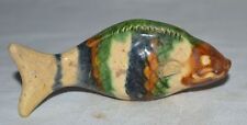 China Tang Dynasty Tomb Burial Glazed Pottery Clay Burn Three-Colour Fish Statue picture